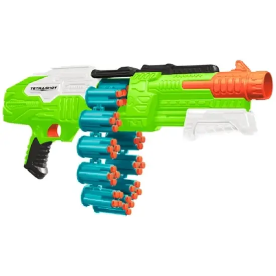 Air Warriors: Tetrashot Green & White Dart Blaster with 98 Accu-Blast Darts & Dart Belt, Ages 6+ image {1}