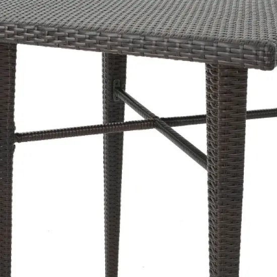 GDFStudio Domina Outdoor Wicker Square Bar Table, Multibrown image {4}