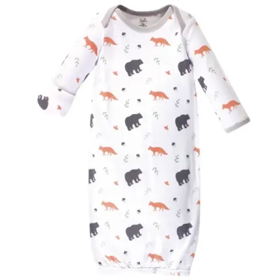 Touched by Nature Baby Boy Organic Cotton Long-Sleeve Gowns 3pk, Gray Fox image {1}