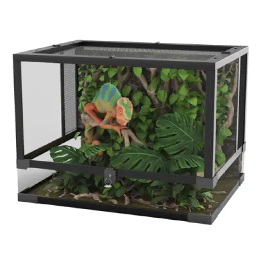 34/50 Gallon Reptile Glass Tank Terrarium 2 in 1 Side Meshes & Side Glasses Sliding Door with Screen Ventilation Tempered Glass image {8}
