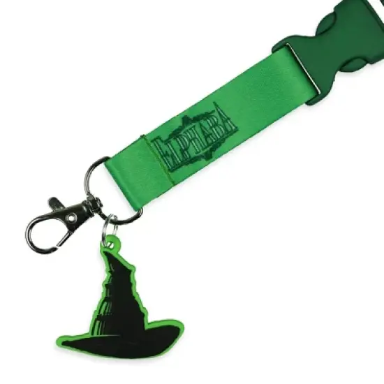 Wicked Breakaway Lanyard Elphaba Defy Gravity ID Holder With 2" Rubber Charm Green image {2}