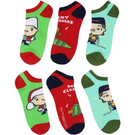 National Lampoon Christmas Vacation Adult Merry Clarksmas 5-Pack No-Show Socks Multicoloured image {1}