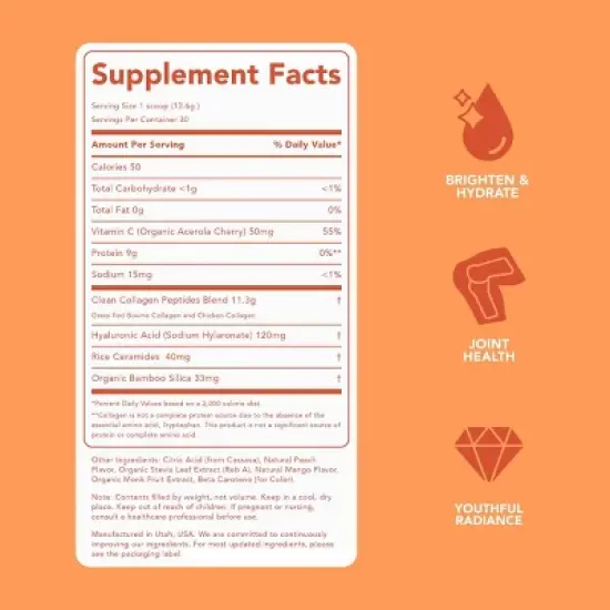 Clean Simple Eats Collagen + Beauty Blend Powder - Peach Mango - 14.4oz/30 Servings image {3}