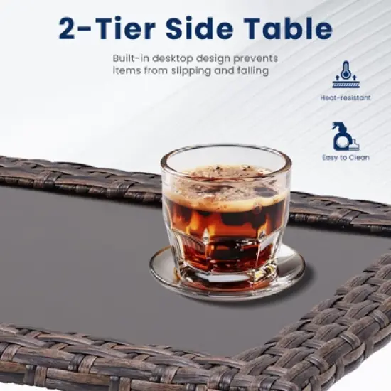 Buenhomino 3-Piece Outdoor Wicker Patio Set, 2 Lounge Chairs & Side Table with Driftwood Rattan & Weather-Resistant Cushions image {7}