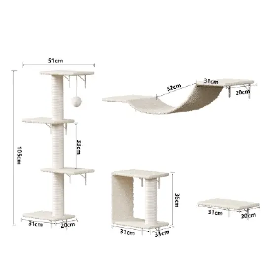 Racxily 4pcs Modern Wall-Mounted Cat Furniture image {1}