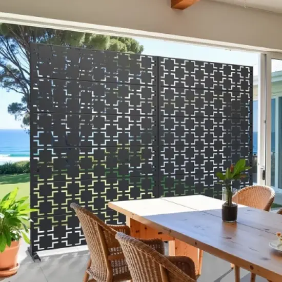 PexFix 47 in. x 72 in. Outdoor Metal Privacy Screen Garden Fence in Square Pattern in Black image {12}