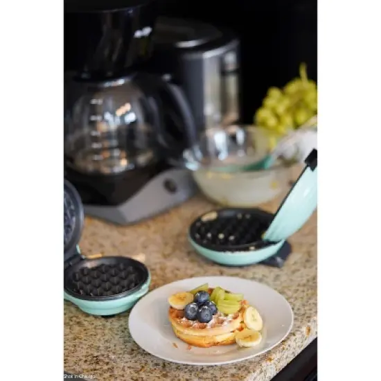 Crownful Mini Waffle Maker Machine, 4 Inch Chaffle Maker with Compact Design（Green） image {3}