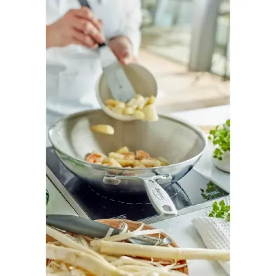 Demeyere Industry 5-Ply 5-qt Stainless Steel Flat Bottom Wok image {2}