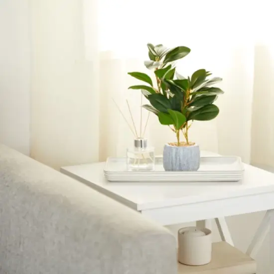 Juvale Artificial Plants in Pot, Fake Faux Plants with Gray Cement Planter, 3.1 x 3.1 x 11.8 in image {1}