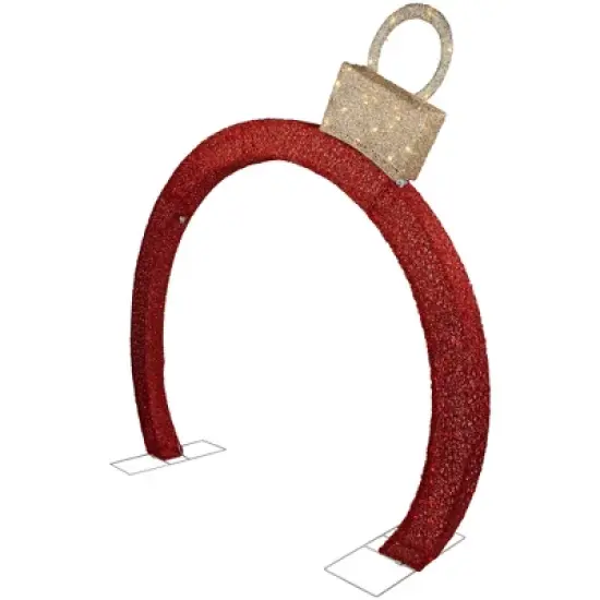 Northlight 4.25' Red LED Lighted Ornament Arch Outdoor Christmas Decoration - Warm White Lights image {3}