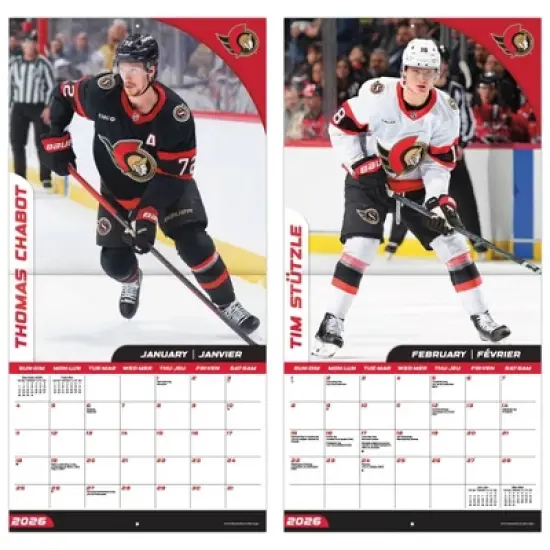 Trends International 2026 Ottawa Senators Bilingual French 12"x12" Wall Calendar image {5}
