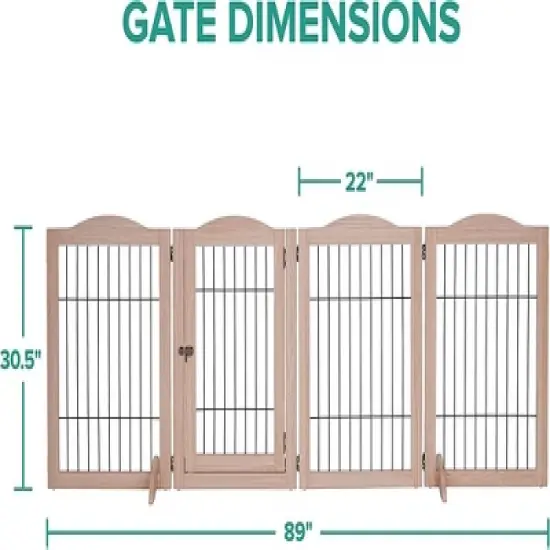 Arf Pets 30.5" Tall Freestanding 4-Panel Folding Dog Gate - Walnut image {2}