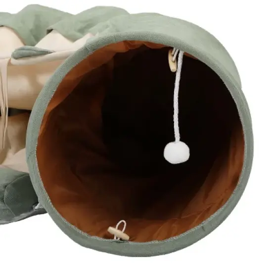 Sevobal Pet Tunnel, Cat Tunnel Bed with Central Washable Soft Cushion and Play Ball, Cat Toys for Indoor Cats Puppy Rabbit, Green, 50"*21.5"*10.5" image {4}