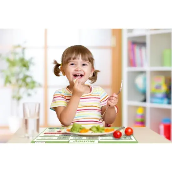 merka Kids Educational Placemats for Kids Placemats Wipeable Set of 4 Wipeable Silicone Mats Time Money Calendar & Season image {2}