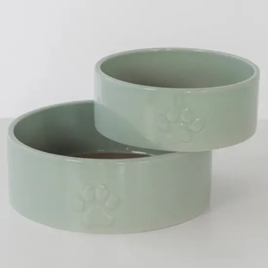 Dexypaws: Ceramic Dog Bowl: Sage Green, 26oz, Pet Feeding Dish image {4}