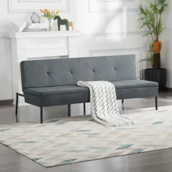 DOMETOUR  Convertible Futon Sofa Bed, Adjustable Back Upholstered Sleeper for Living Room Bedroom Furniture image {8}