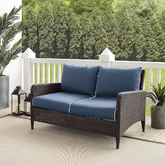 HomeStock Kiawah Outdoor Wicker Loveseat image {6}