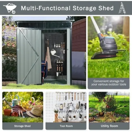 5x3 Foot Metal Storage Shed, Outdoor Steel Utility Shed with Locking Door, Perfect for Trash Cans & Yard Tools, Durable Construction image {4}