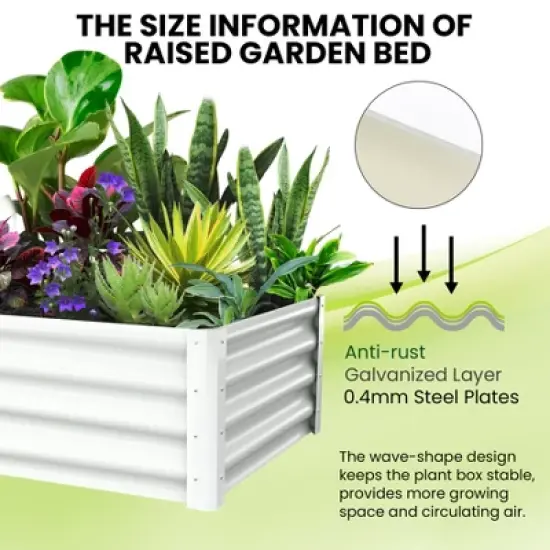 Garvee 2 Pack Raised Garden Bed, 6x3x1.5FT Galvanized Raised Bed, Outdoor Planter Beds with Safety Edge and Open Base for Vegetables Flowers image {3}