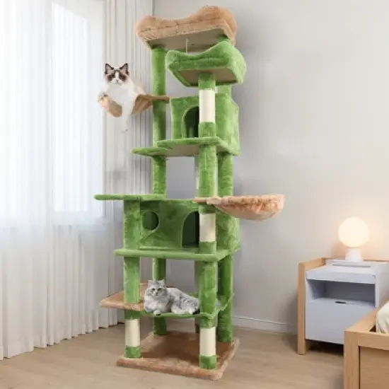 KTMBDW Cat Tree for Large Cats Adult, 68" Cat Tower with 2 Door Condo House, Cat Shelves with Scratching Posts and Large Top Perch image {9}