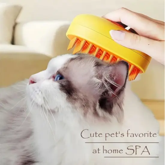 BABYYER Steamy Pet Brush with Release Button and Tank,Pet Spa Brush for Dogs Cats,Self Cleaning Steam Brush for Removing Tangled and Loose Hair image {3}