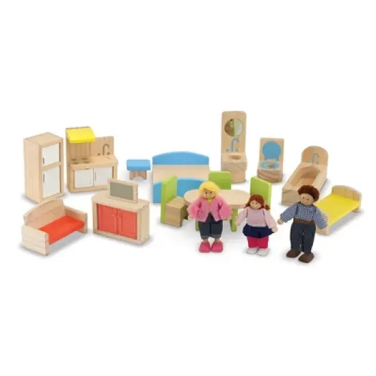 Melissa & Doug Hi-Rise Wooden Dollhouse with Furniture, Garage and Working Elevator image {3}