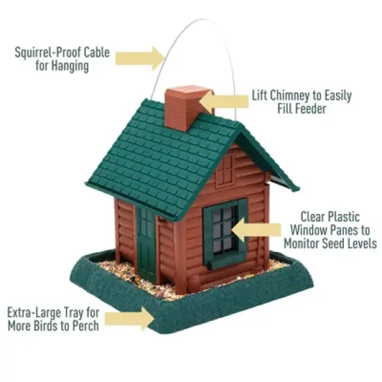 North States Log Cabin Hopper Bird Feeder 10.75" Brown image {5}