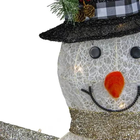 Northlight 49" White and Black LED Lighted Snowman with Top Hat Christmas Outdoor Decoration image {2}