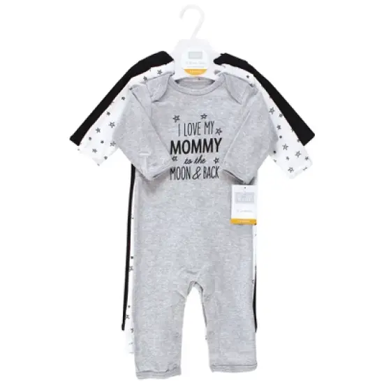 Hudson Baby Infant Boys Cotton Coveralls, Mom Dad Moon  Back image {1}
