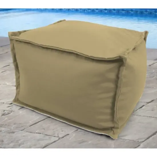 23" x 25" x 17" Outdoor Bean Filled Pouf/Ottoman In Sunbrella Canvas Heather Beige - Jordan Manufacturing image {2}
