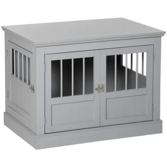 PawHut Dog Crate End Table with Triple Doors, Wooden Dog Crate Furniture Indoor Use, Puppy Crate with and Steel Tubes, for Small Dogs image {6}