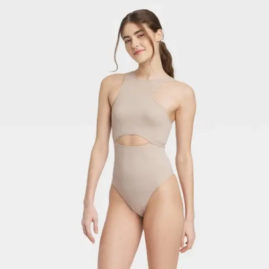 Women's Cut Out Bodysuit - Colsie&trade; Beige image {1}