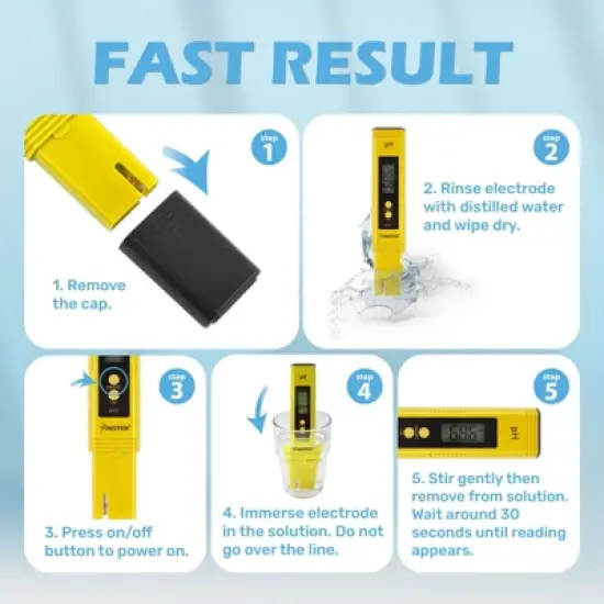 Insten - Digital pH Meter Tester Pen for Water Hydroponics, High Accuracy, Pocket Size, 0-14 pH Measurement Range image {6}