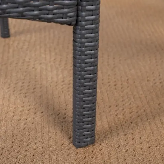 Stamford 5pc Acacia Wood & Wicker Patio Dining Set - Gray - Christopher Knight Home image {6}