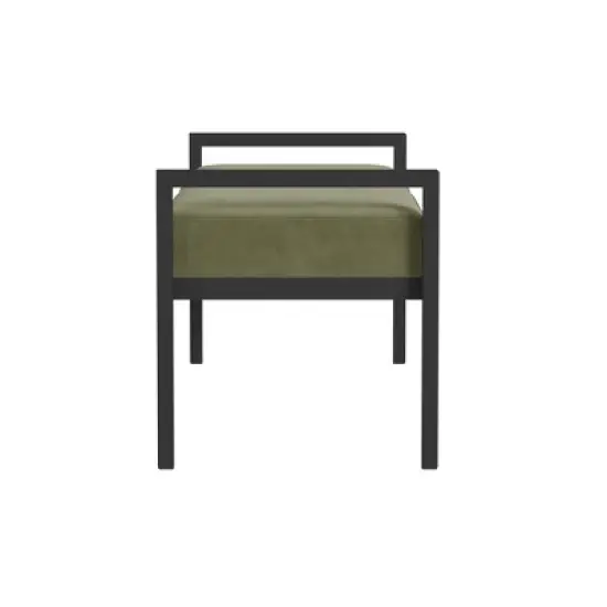Modern Metal Bench Light Sage Green Velvet - HomePop image {3}