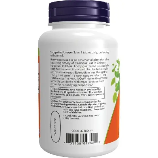 NOW Horny Goat Weed Extract 750 Milligrams 90 Tabs image {1}