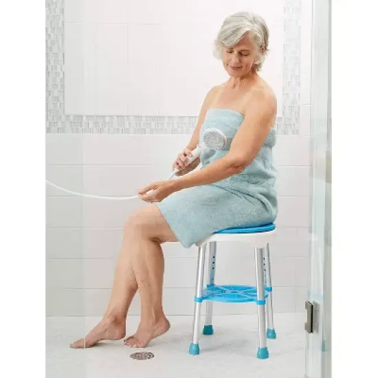 Carex EZ Swivel Shower Stool - 360&deg; Rotating Seat, Height-Adjustable, Plastic image {4}