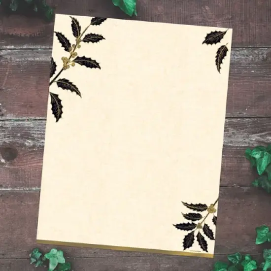 Great Papers! 40pk Metallic Holly Gold: Christmas Stationery Letterhead, 8.5x11 Uncoated Winter Paper, 24 lb, 40 Sheets image {2}