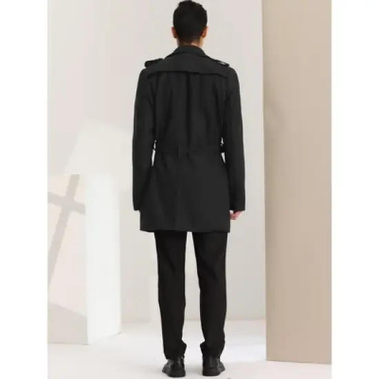 Lars Amadeus Men's Trench Coat Slim Fit Double Breasted Notch Lapel Pea Coat image {5}