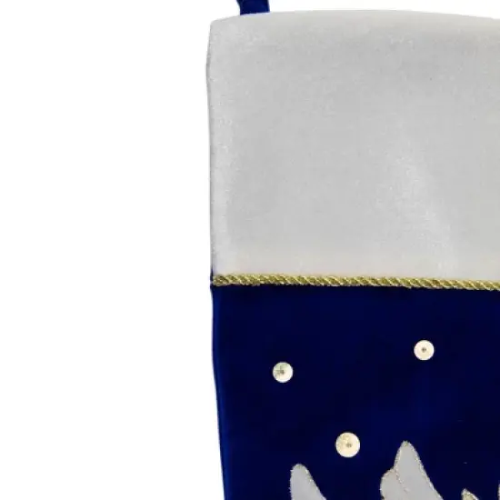 Northlight 20.5" Royal Blue and White Velvet Dove with Olive Branch Christmas Stocking image {2}