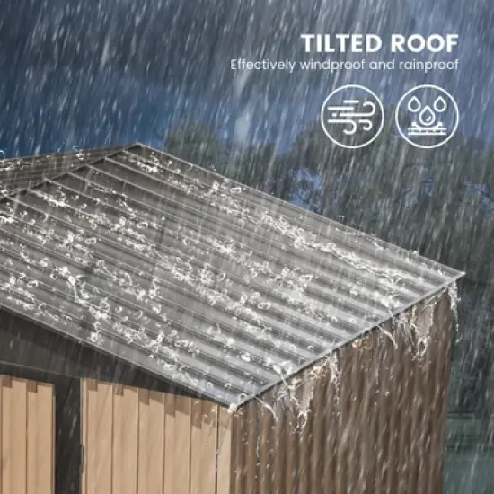 6x4 FT Outdoor Metal Garden Shed,Waterproof, Anti-UV Storage Shed with Sloping Roof & Vents for Backyard, Patio, Poolside image {4}