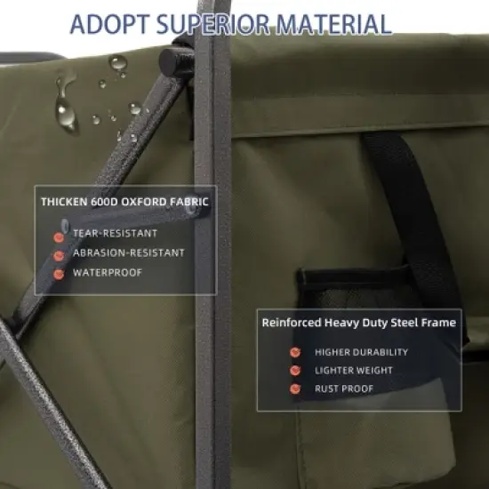 JUJABU Foldable Outdoor Cart with Large Wheels for Beach, Garden, Park, and Camping image {4}