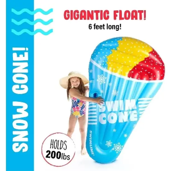 Giant Snow Cone Inflatable Pool Float, 72x40x10 Pool Float Ride On, Snow Cone Inflatable Float, Fun Beach Floaties, Party Toys image {1}