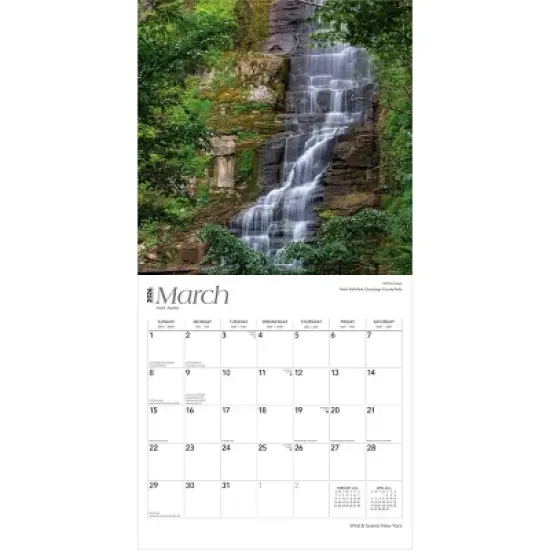 BrownTrout New York Wild and Scenic 2026 12"x24" Hanging Square Wall Calendar Plastic-Free image {2}