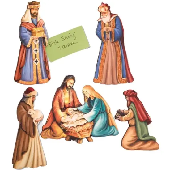 Collections Etc Nativity Scene Wooden Refrigerator Magnets - Set of 5 image {2}