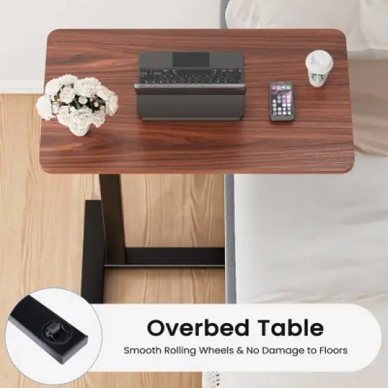 JIONJOY Hidden Wheels Adjustable Overbed Bedside Table for Versatile Use image {4}