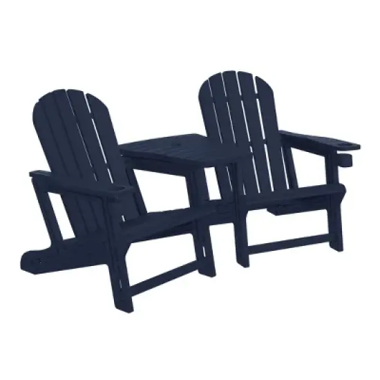 WestinTrends Azura Outdoor HDPE Adirondack Chairs With Connecting Table Tray (Set of 2), Navy Blue image {18}