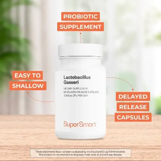 SuperSmart Lactobacillus Gasseri 12 Billion CFU per Day - Probiotic Supplement | Non-GMO & Gluten Free - 60 DR Capsules (Delayed Release) image {2}