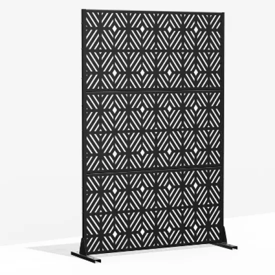Lirago 72 in. Outdoor Privacy Panel Galvanized Metal Fence Black image {12}