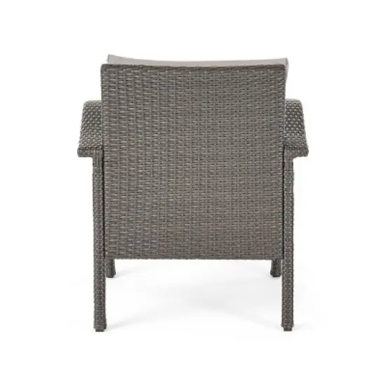 Keana 5pc Faux Rattan Club Chair & Fire Pit Chat Set - Christopher Knight Home image {9}